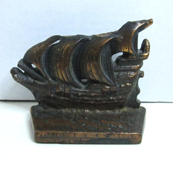 Create A Nautical Book Nook/Shelf Display Hangable Sail Ship Cast Metal Bookends - Picture 5 of 13